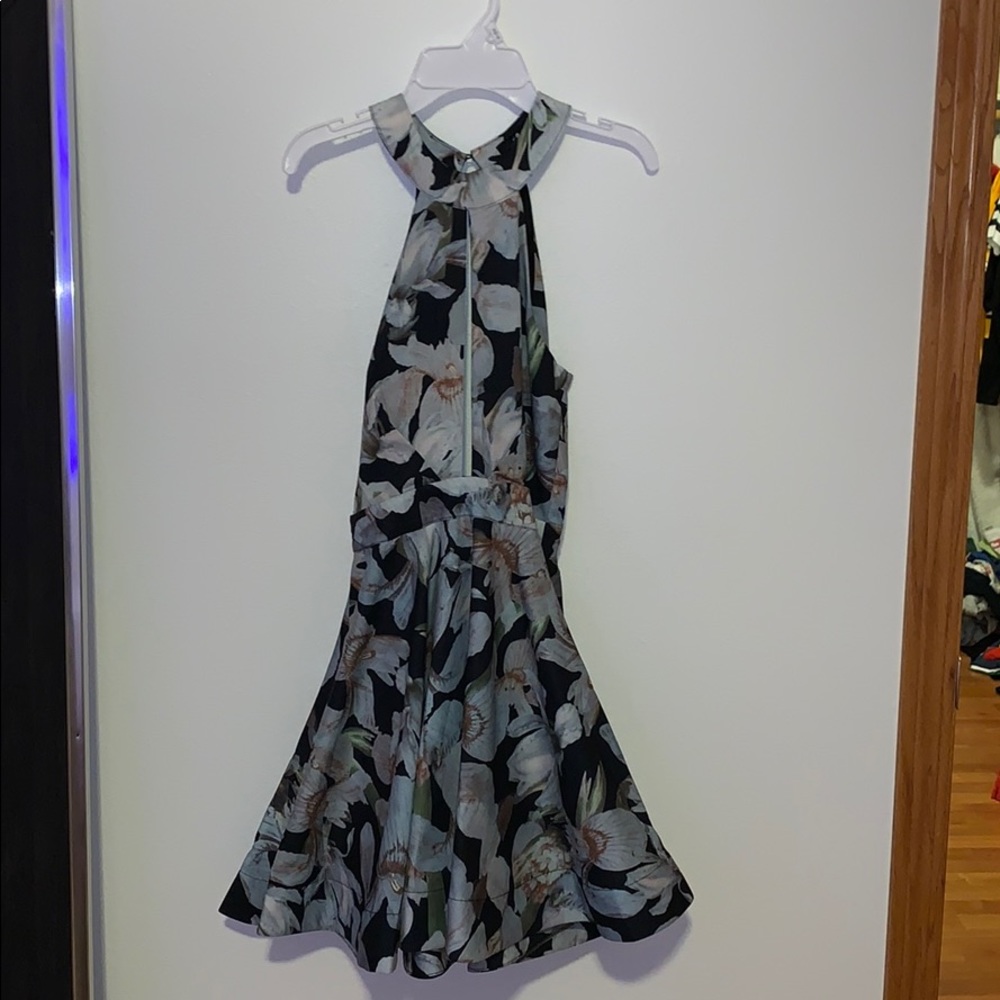 floral formal dress slit front